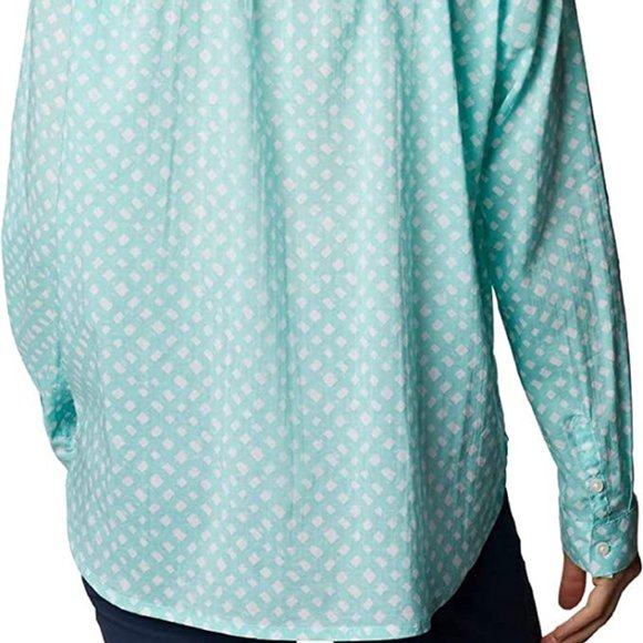 🆕Columbia Women's Slack Water Woven LS Shirt, Gulf Stream Lattice Print, NWT - Picture 3 of 5